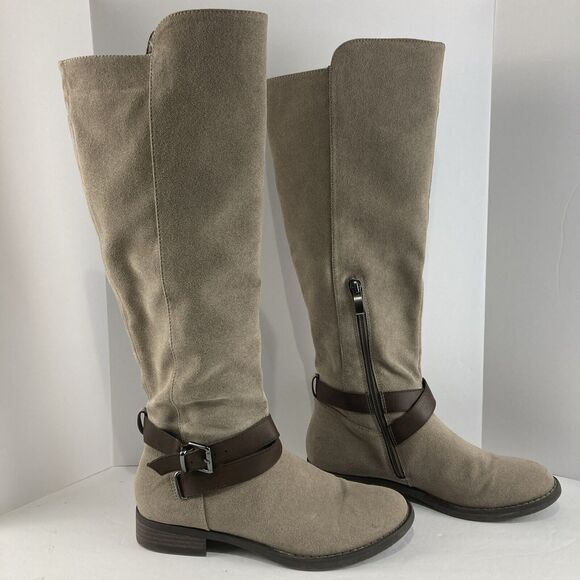 Limelight Hailey Riding Taupe Buckle Boots Sz 7 Knee High Festival Fashion - Picture 4 of 14